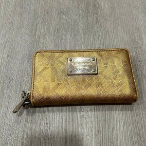 Michael Kors Metalic Gold Small Full Zip Wallet